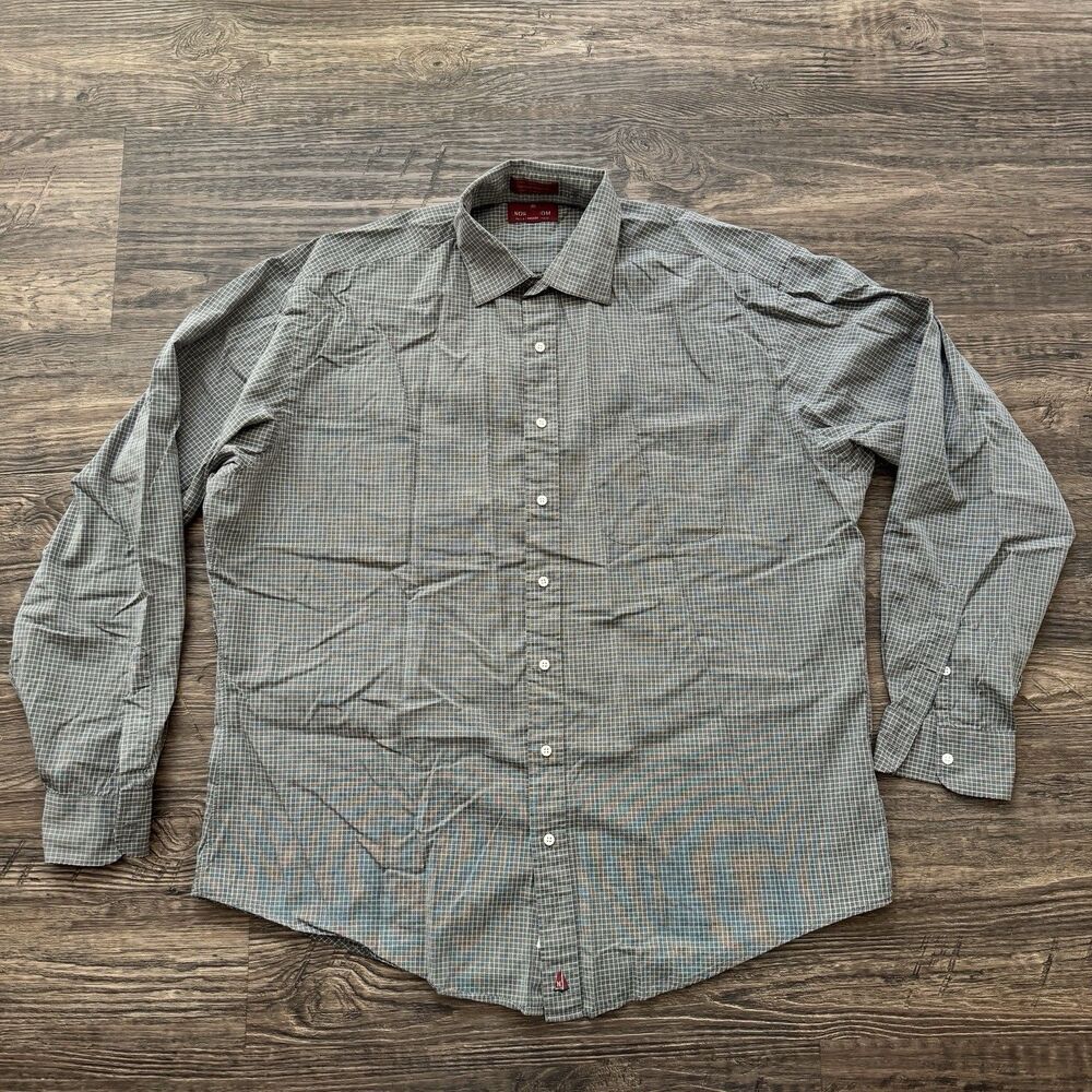 Mens Nordstrom Relaxed Classics plaid Long Sleeve Button Up Shirt Size 17-37